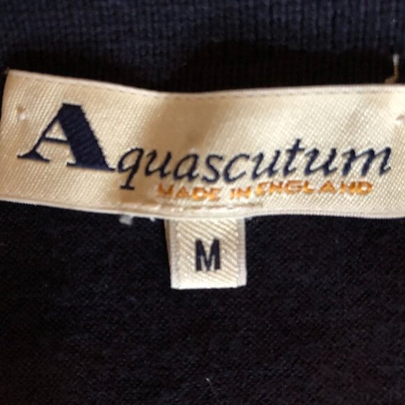 Aquascutum Vintage Sleeveless Collared 3 Button Cotton Polo Knit Top Navy Sz M - Picture 5 of 6
